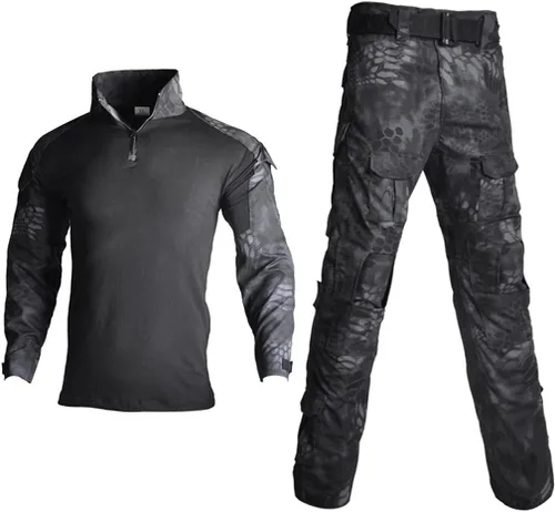Miniatura 9 de HARGLESMAN Traje táctico militar para hombres de manga larga, conjunto de uniforme del ejército, camisa de combate y pantalones con rodilleras Camo