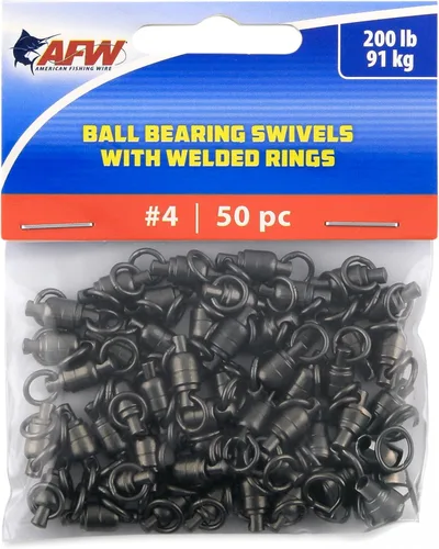 Miniatura 12 de AFW Solid Brass Ball Bearing Fishing Swivels with Double Welded Rings - Patented Bullet Shaped Head for Reduced Water Resistance, Black Finish
