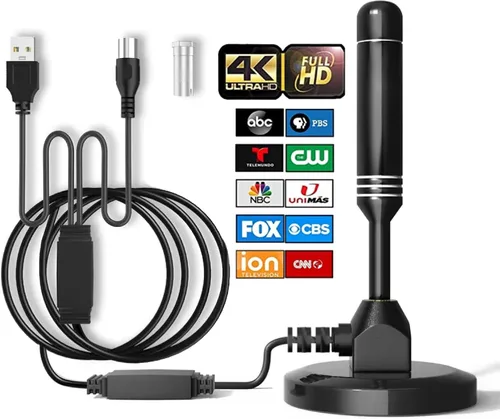 Miniatura 9 de Antena de TV digital HD mejorada 2025 para interiores para Smart TV, amplificador de largo alcance de más de 980 millas, amplificador de señal de TV