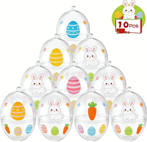 Miniatura 8 de Barelove Esferas transparentes rellenables para Pascua, 10 bolas transparentes para manualidades, esferas decorativas colgantes de plástico