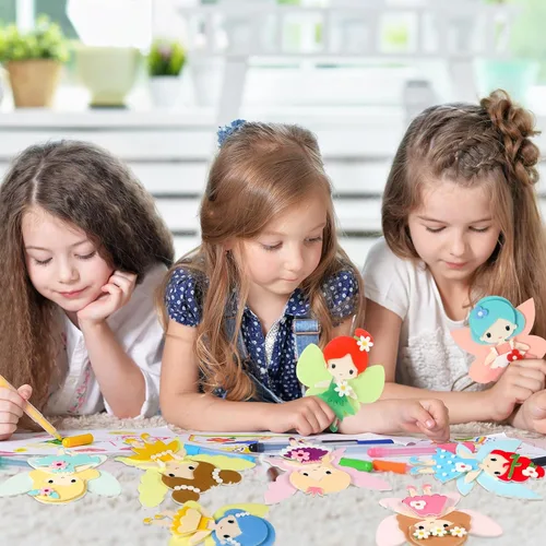 Miniatura 6 de Geetery Kit de manualidades de hadas, 24 piezas, creativo, haz tus propias hadas, rompecabezas de calcomanías 3D para niños y niñas, juego