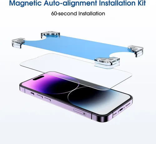 Miniatura 2 de amFilm Paquete de 2 protectores de pantalla magnéticos OneTouch para iPhone 14 Pro de 6.1 pulgadas [plástico ecológico y reductor]