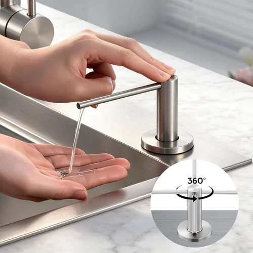 Miniatura 4 de GAPPO Dispensador de jabón para fregadero de cocina, dispensador de jabón integrado para fregadero, cabezal de bomba de acero inoxidable de níquel