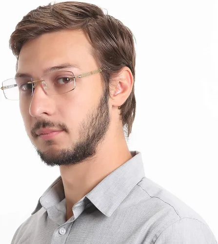 Miniatura 4 de LifeArt - Lentes con bloqueo de luz azul, lentes de lectura para computadora, montura sin borde con lente teñida con diamante, elegante para hombres