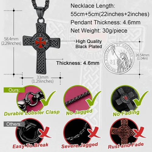 Miniatura 4 de FaithHeart Collar de sello de caballeros templarios, joyería de Cristo compañeros soldados para hombres y mujeres con delicado embalaje de regalo