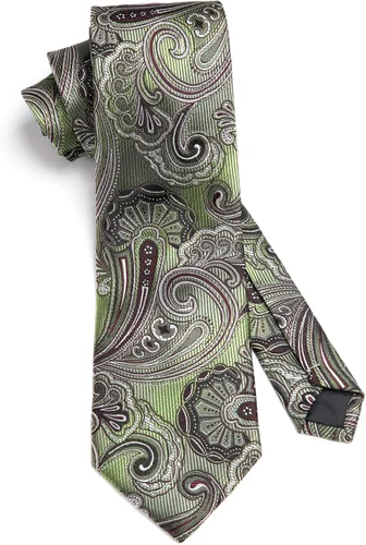 Miniatura 192 de HISDERN Corbatas para hombre, corbata de cachemira y bolsillo cuadrado tejido clásico floral para hombre, corbata de fiesta de boda
