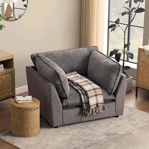 Miniatura 38 de Iroomy Oversized Modular Sectional Sofa, Chenille Cloud Couch, Deep Comfy Seat, 4-Seater Sofas, Couches, Living Room, Beige