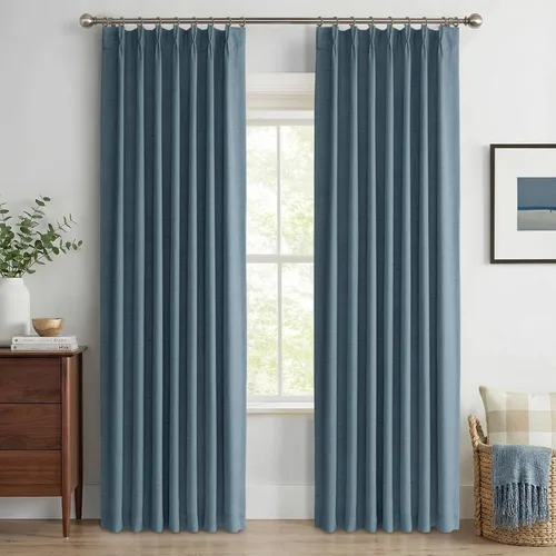 Miniatura 27 de 100% Blackout Shield Cortinas opacas con textura y aspecto de lino de 72 pulgadas de largo, juego de 2 paneles de cortinas opacas de lino sintético