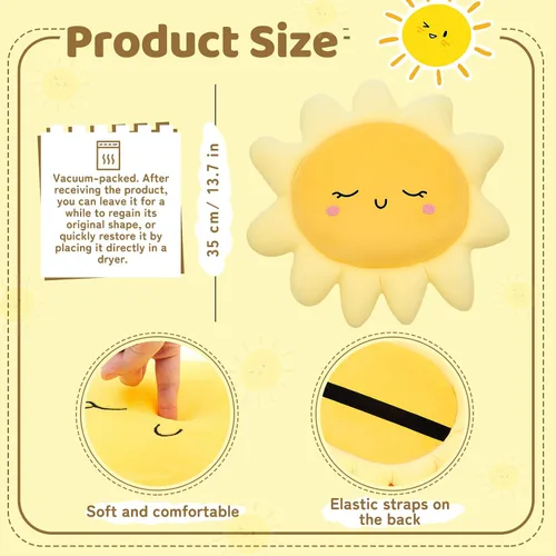 Miniatura 2 de Juexica 1 pieza de cojín de felpa con forma de sol para sofá, cojín de piso con forma de sol, lindo juguete de felpa para niños, mujeres, niñas
