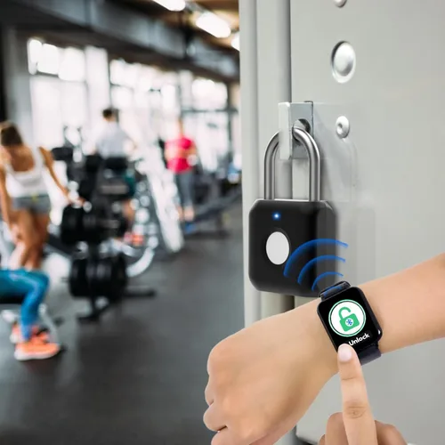 Miniatura 2 de Candado de huella digital eLinkSmart para casillero de gimnasio de niños con aplicación para teléfono iOS, cerradura de combinación sin llave