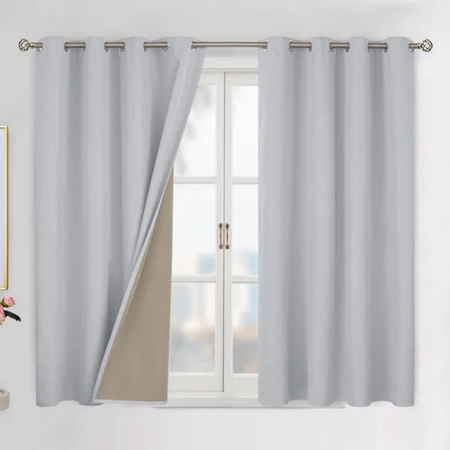 BGment - Cortinas 100 % Blackout con revestimiento para la habitación, cortinas con ojales, de lino con textura de aislamiento térmico para la sala
