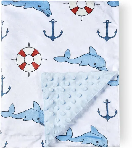 Miniatura 10 de Manta de bebé súper suave de minky, manta de animales lindos con respaldo punteado para recién nacidos, guardería, cochecito que recibe ropa de cama
