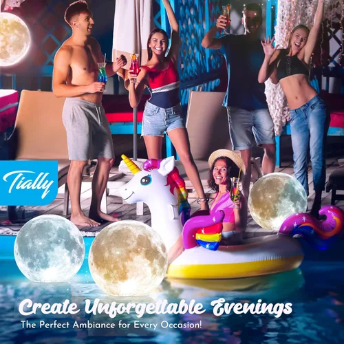 Miniatura 2 de TIALLY Luces Flotantes de Piscina Luna Llena - Luces de Piscina de 14" que Flotan con Energía Solar, Bolas de Luz LED Inflables Impermeables