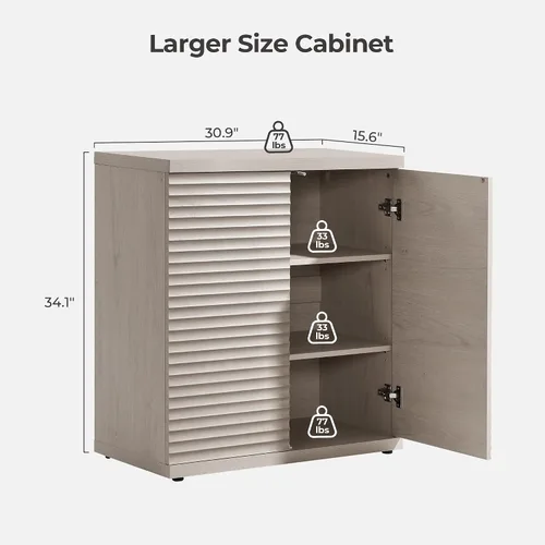 Miniatura 3 de SICOTAS Gabinete Buffet con Almacenamiento Aparador de Acento Credenza Moderna con Puertas y Estantes Consola de Medios Acanalada Mesa de Bar