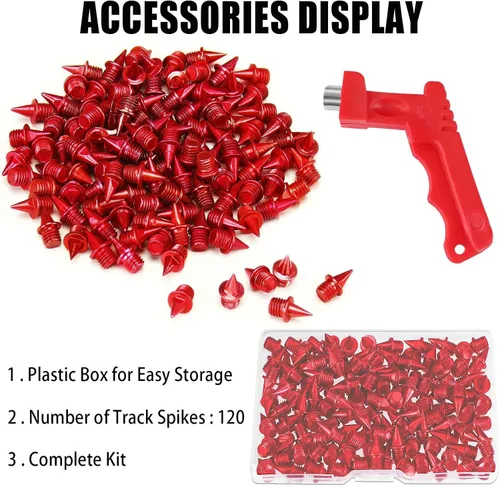 Miniatura 3 de JULMELON 120 PIEZAS Clavos de Pista y Campo Traviesa de Acero Inoxidable de 1/4 pulgada Clavos para Zapatos de Golf con Llave para Clavos, Clavos