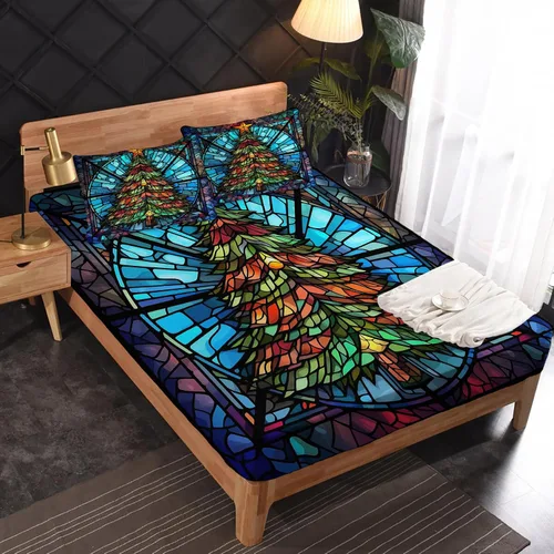 Miniatura 3 de Sábanas para árbol de Navidad tamaño individual – Sábanas y fundas de almohada de Navidad – 100% microfibra, estampado de alta cantidad de hilos