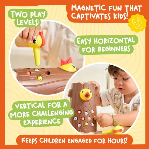 Miniatura 3 de Nene Toys Little Woodpecker - Juguete magnético Montessori para niños de 2 a 4 años - Juguete educativo para niños de 2 a 3 años - Juego