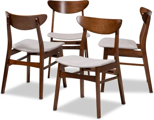 Miniatura 7 de Baxton Studio Parlin Mid-Century - Juego de 4 sillas de comedor de madera con acabado de madera de color beige claro de transición moderna