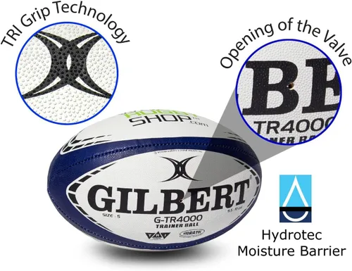 Miniatura 5 de World Rugby Shop X Gilbert G-TR4000 - Pelota de rugby para adultos y jóvenes, tallas 3, 4 y 5, cosida a mano, construcción de 3 capas