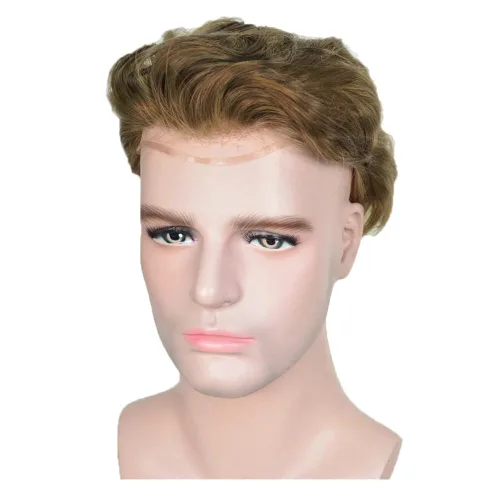 Miniatura 2 de Tupé para hombre 100% cabello humano real europeo de 8 x 10 pulgadas, gorra base súper suave y transpirable, encaje francés completo de densidad #17