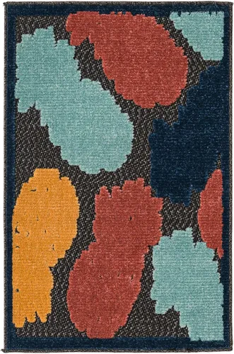 Miniatura 2 de Unique Loom Belize Outdoor Collection - Alfombra rectangular de 2 x 3 pies 1 pulgada, color negro y rojo óxido
