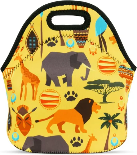 Violet Mist Bolsa lonchera de almuerzo de neopreno, reutilizable, aislante, para escuela, picnic, bolsa de almuerzo, organizador para mujeres, Africa