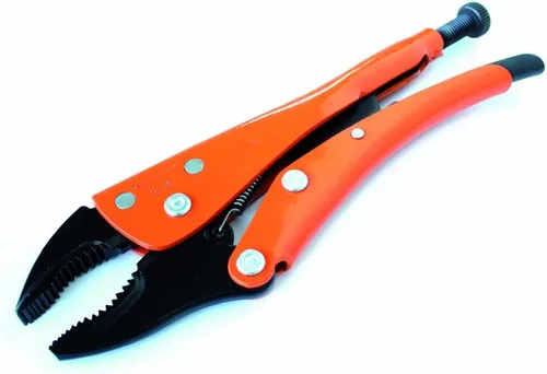 Grip-On 11105 Alicates de bloqueo de mandíbula curvada de 5 pulgadas en epoxi naranja