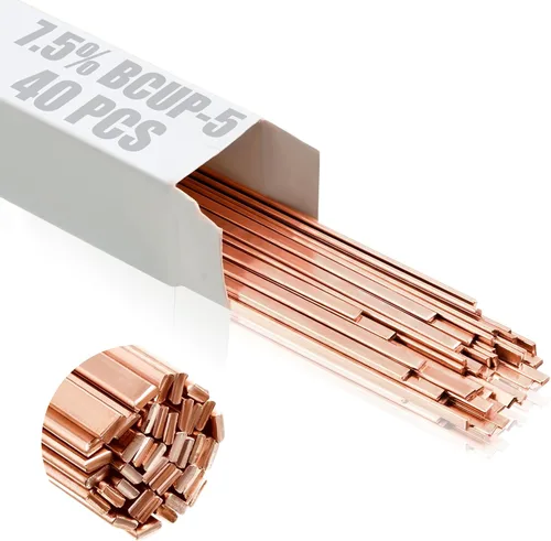 Miniatura 7 de Tandefio 40 varillas de soldadura AWS BCup-1 de cobre fosforado, soldadura de cobre fosforado, aleaciones de soldadura de cobre plano, varillas
