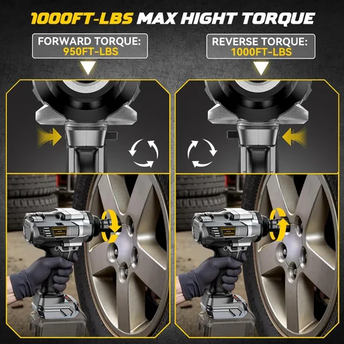 Miniatura 5 de DIYtoolifz Llave de impacto inalámbrica de 1/2" compatible con batería Dewalt 20v (herramienta básica), controlador de impacto de alto par de 1000