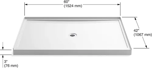 Miniatura 2 de KOHLER K-8659-0 Rely Base de ducha acrílica de 60 x 42 pulgadas con umbral único, suelo texturizado moldeado, drenaje central, color blanco