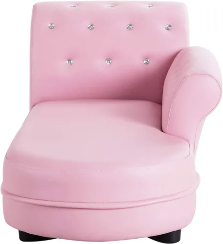 Miniatura 6 de Costzon Sofá para niños, 2 en 1, sofá doble de princesa con superficie de piel sintética, reposabrazos para habitación de niños, sofá suave