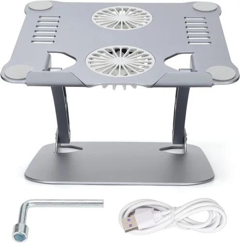 Miniatura 6 de ciciglow Soporte para portátil de doble ventilador, soporte de enfriamiento de aleación de aluminio, soporte plegable portátil para portátil de 10 a
