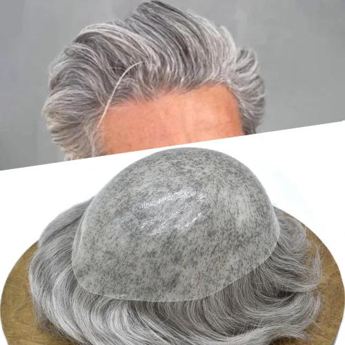 Miniatura 18 de Toupee - Piezas de cabello humano para hombre, 0.005 in, duradero, de polietileno, para hombres, sistema de cabello, unidades de repuesto
