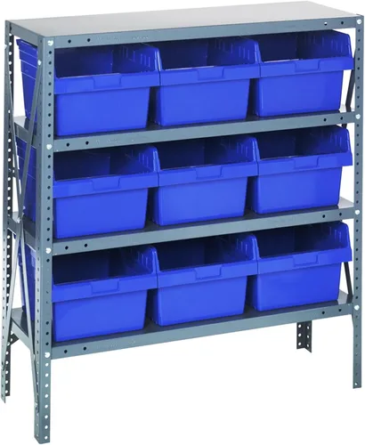 Miniatura 435 de Quantum QSBU-245BK Heavy Duty Shelving Unit with (7) Shelves and (24) QUS245 Black Bins for Garage Warehouse Storage Distribution 400 lb Load