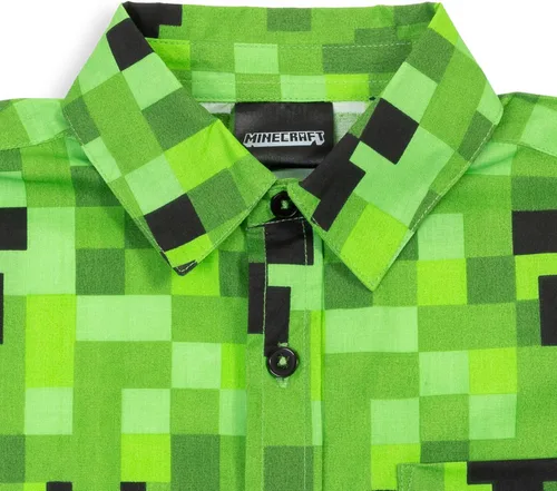 Miniatura 3 de Minecraft Creeper - Camisa de vestir de manga corta con botones