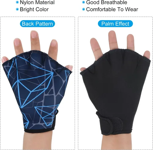 Miniatura 6 de PATIKIL Guantes acuáticos de natación guantes de natación con malla de impresión de resistencia al agua accesorios de entrenamiento para natación