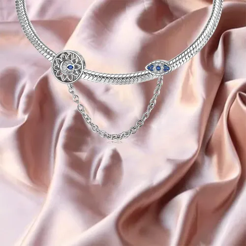 Miniatura 2 de AIEGNOS Dijes de Hamsa de mal de ojo para pulsera, collar de plata de ley 925, cuentas de mal de ojo de Fátima para manos de serpiente europea
