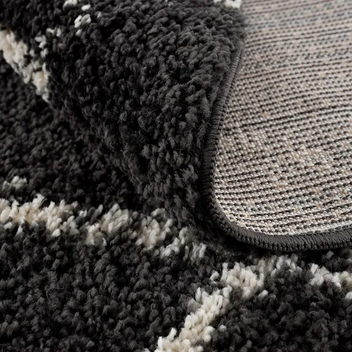 Miniatura 117 de Hauteloom, Duncans - Alfombra de estilo granja de pelo mullido para sala y dormitorio, con borlas - Beige, carbón, gris - 2 pies 7 pulgadas x 7 pies