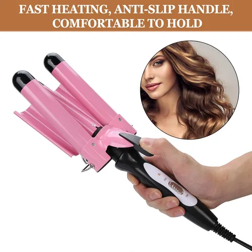 Miniatura 5 de 3 barriles rizadores de pelo, rizador de pelo de 3 barriles de 1.102 in, rizador de pelo eléctrico, herramienta de peinado para peinado largo