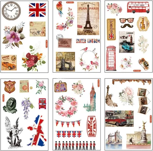 Miniatura 10 de 12 hojas de lindas calcomanías washi kawaii animales artesanales calcomanías decorativas para álbumes de recortes, planificador diario, collage
