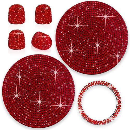 Juego de 3 accesorios brillantes para automóvil, tapas de vástago de válvula de neumático de automóvil, anillo de decoración de arranque y parada