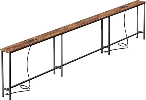 Miniatura 15 de SUPERJARE AST001Z - Mesa de sofá de 79 pulgadas con 2 tomas de corriente y puertos USB-C, mesa consola estrecha de 5.9 pulgadas con almacenamiento