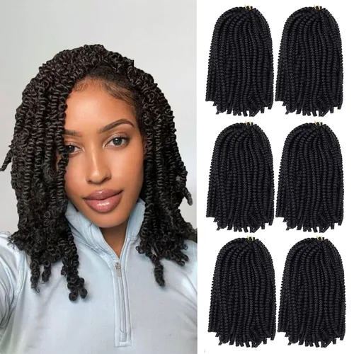 Miniatura 70 de Paquete de 2 cabello para trenzas en espiral de 8 pulgadas, cabello Spring Twist para rastas falsas, rastas de mariposa, cabello para trenzas, fibra