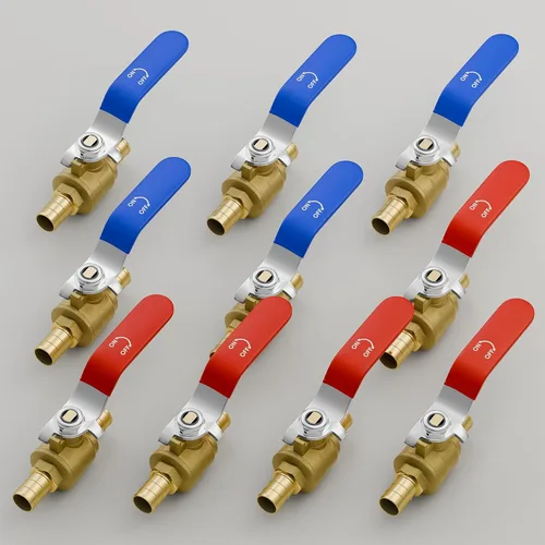 Miniatura 10 de Vintex Paquete de 4 válvulas de bola Pex de 1/2 pulgada, válvula de cierre Pex de 1/2 pulgada, dos asas rojas para agua caliente y dos asas azules