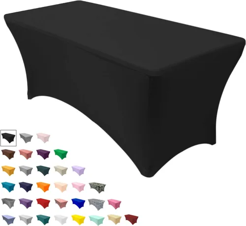 Miniatura 37 de YOUR CHAIR COVERS Mantel rectangular de elastano ajustable de 5 pies, color blanco, para decoración de bodas, eventos, patio, cubierta elástica