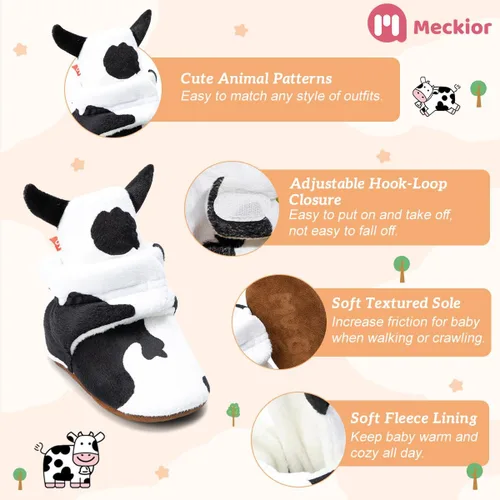 Miniatura 5 de Meckior - Calzado de invierno de polar cálido para recién nacidos, pantuflas para los que empiezan a caminar, para niños y niñas