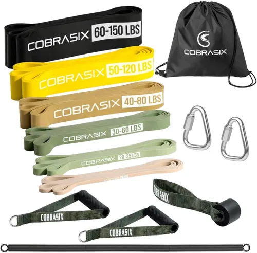 Miniatura 11 de COBRASIX Long Resistance Bands for Working Out Set of 6 Exercise Bands for Full-Body Training Pull Up Bands for Home Gym with Handles, Door