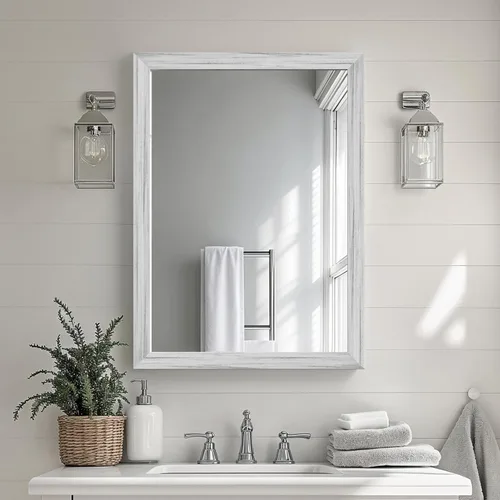 Miniatura 23 de Espejo de Pared Enmarcado con Efecto de Madera de Roble, Espejo Rectangular de 16x20, Vidrio Templado Anti-desplatado de 1/8", Marco Sostenible