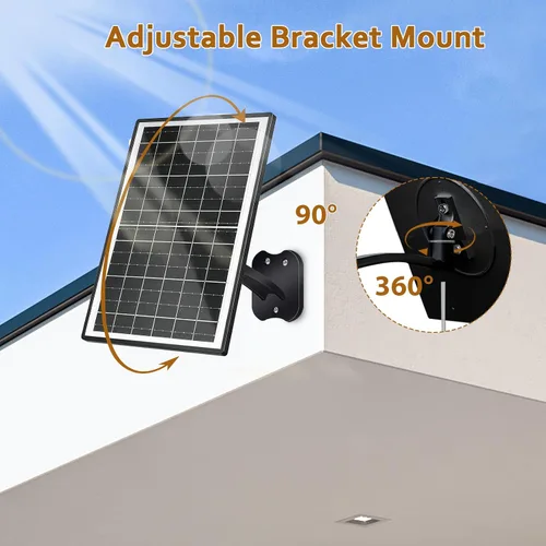 Miniatura 5 de Zivif 13W Solar Panel for Security Camera, Solar Charger with USB-C/USB & 5.5x2.1mm DC Cbale, Compatible with 5V Battery Powered Camera, 360°