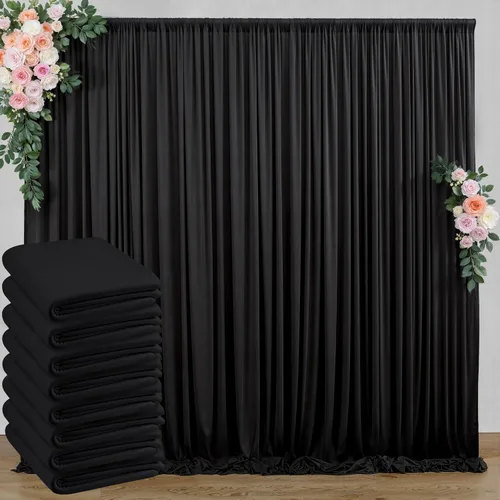 Miniatura 95 de Cortinas de telón de fondo blanco de 30 pies x 8 pies para fiestas de boda, 6 paneles de 5 pies x 8 pies, cortinas de fotografía de poliéster sin